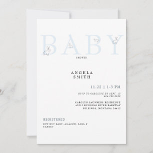 Invitación Conejos cortos Luz Azul Gingham Baby Shower Invita