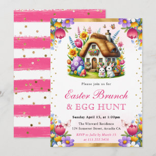Invitación Conejos de acuarela Casa Brunch de Pascua de prima