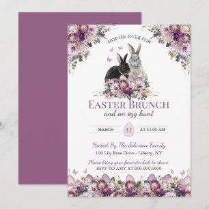 Invitación Conejos de flores silvestres en acuarela Brunch de