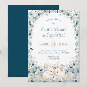 Invitación Conejos de flores silvestres en acuarela Brunch de