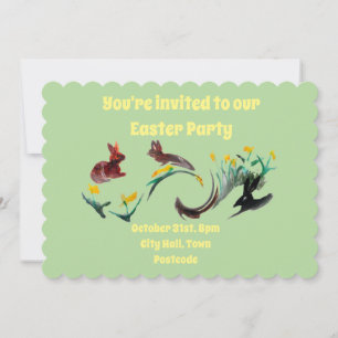 Invitación Conejos Narcisos Primavera