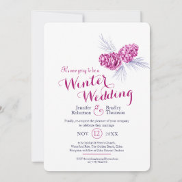 Invitación Cones art azul ciruela boda de invierno reprograma