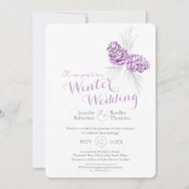 Invitación Cones arte púrpura boda de invierno gris reprogram