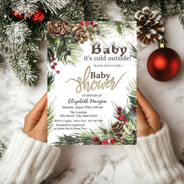 Invitación Cones de pino,Baby Shower de ramas de árbol (Subido por el creador)