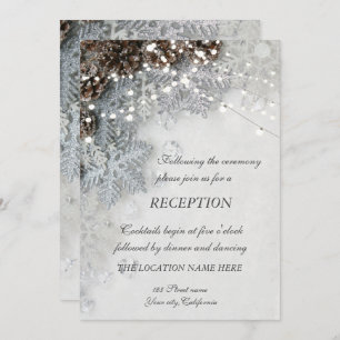 Invitación Cones de pino, copos de nieve Recepción de bodas