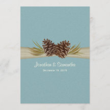 Cones de pino y Boda azul de invierno de Burlap