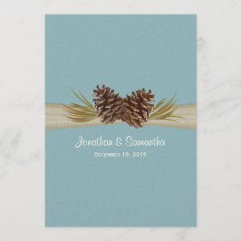 Invitación Cones de pino y Boda azul de invierno de Burlap