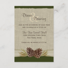 Invitación Cones de pino y recepción verde borregal