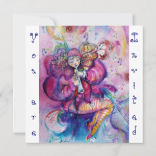 Invitación CONEXIÓN MUSICAL, azul rosado, blanco