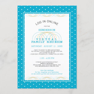 Invitación Conexiones familiares virtuales de unión Aqua Blue