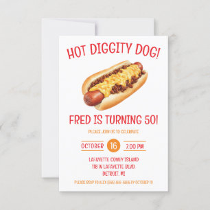 Invitación Coney Hot Dog, Coney Island Detroit Birday Party