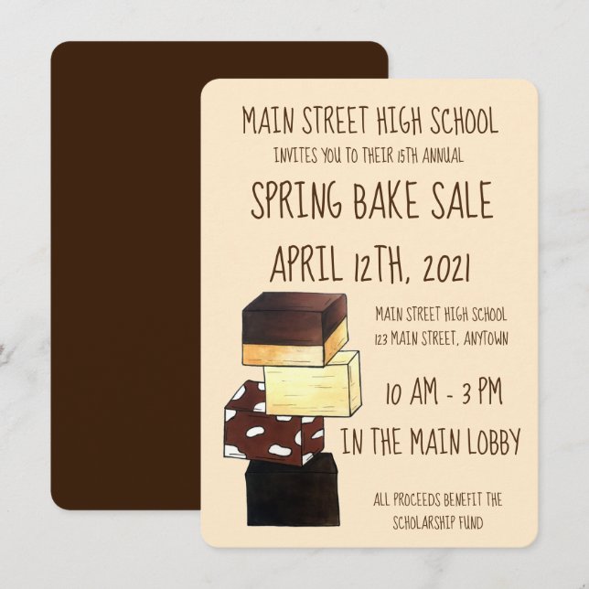 Invitación Confección de caramelos Candy Bake Sale (Anverso / Reverso)