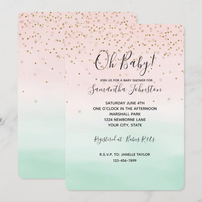 Invitación Confetán de espárragos dorados Giram Rubor (Anverso / Reverso)