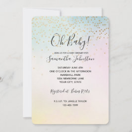 Invitación Confetán de oro de tinte amarillo rosa de Aqua de 
