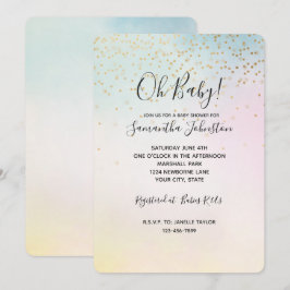 Invitación Confetán de oro de tinte amarillo rosa de Aqua de 