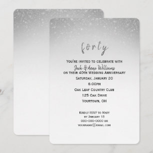 Invitación confeti brillante aniversario de bodas 40