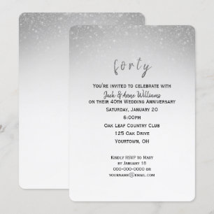 Invitación confeti brillante aniversario de bodas 40