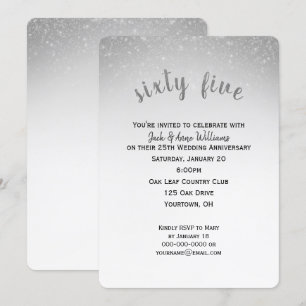 Invitación confeti brillante aniversario de bodas de 65 años