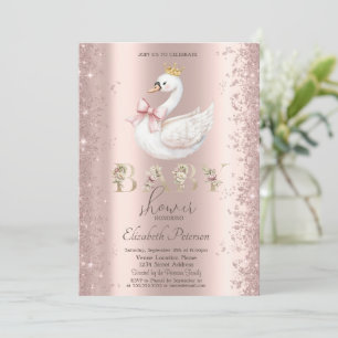 Invitación Confeti Brillante Floral Cisne Arco Baby Shower