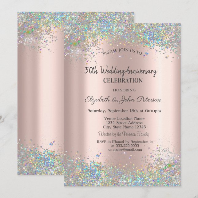 Invitación Confeti Colorido Aniversario de Boda (Anverso / Reverso)