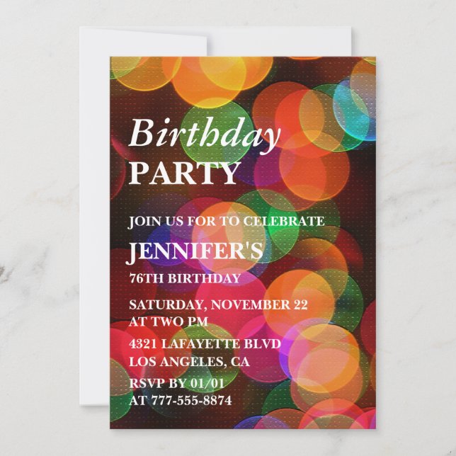Invitación Confeti Colorido Brillante cumpleaños 76 (Anverso)