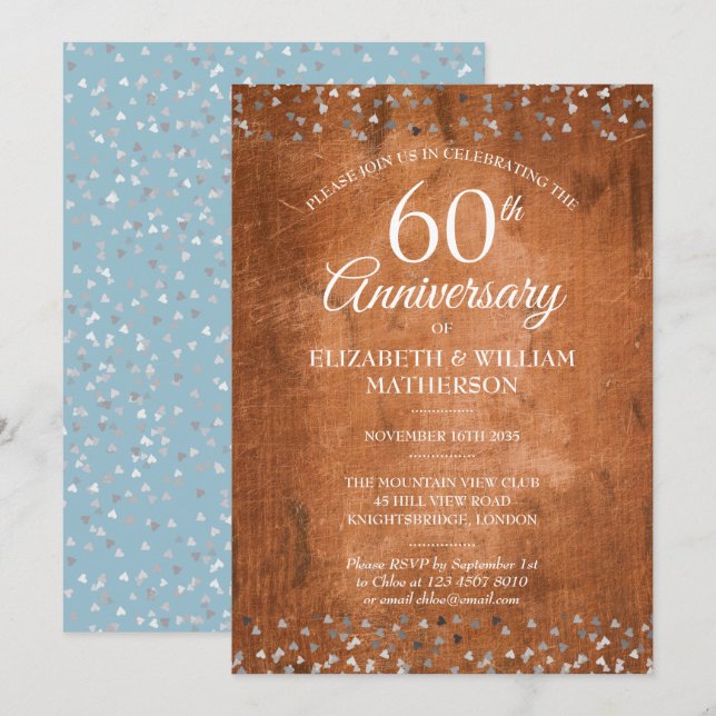 Invitación Confeti de Aniversario de Bodas número 60 de Mader (Anverso / Reverso)
