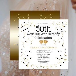 Invitación Confeti de Bodas de Oro 50 Aniversario Dorado