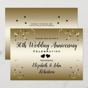 Invitación Confeti de Bodas de Oro 50 Aniversario Elegante