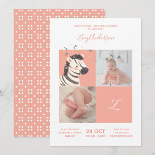 Invitación Confeti de Cebra • Monograma de alfabeto Lindo Sho