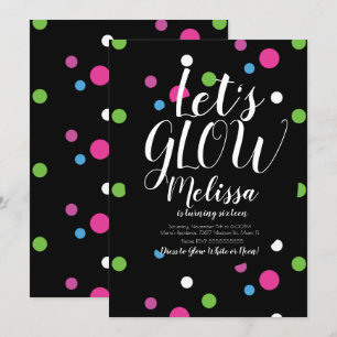 Invitación Confeti de Cumpleaños Glow Dots Brilla en la Oscur