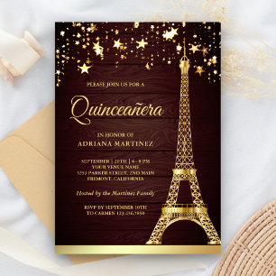 Invitación Confeti de estrellas de papel de aluminio dorado T