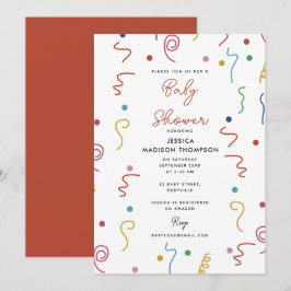 Invitación Confeti de Fiesta de Colores para Baby Shower