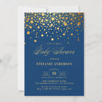 Confeti de Hoja de Oro Falso Baby Shower Azul Mari