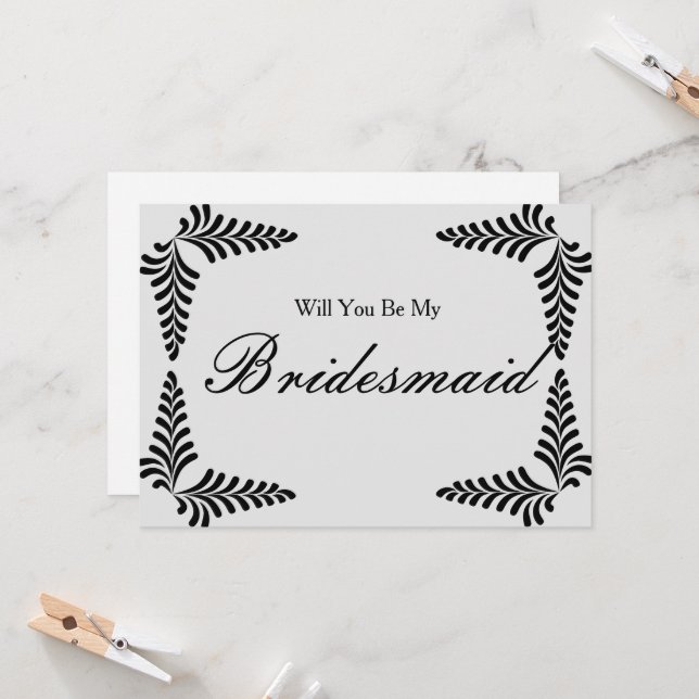 Invitación Confeti de la frontera negra Serás mi dama de hono (Anverso/Reverso In Situ)