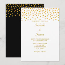Confeti de Oro Elegante sobre Blanco y Negro