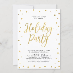 Invitación Confeti de Oro   Fiesta Navideña Corporativa Moder