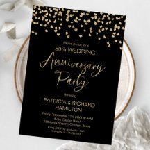 Confeti de oro negro aniversario de bodas
