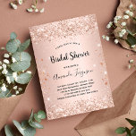 Invitación Confeti de oro rosa de purpurina Bridal Shower<br><div class="desc">Para una elegante ducha de novia. Un fondo dorado rosa. Decorada con confitis de oro rosa Personaliza y añade el nombre de la novia y los detalles del fiesta. El nombre y el texto: Ducha de novia están escritos con un guión de estilo con letras a mano</div>