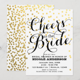 Invitación Confeti de Oro y Blanco de Papel Metalizado CHEERS