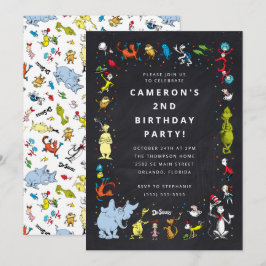 Invitación Confeti de Personajes de Dr. Seuss | Cumpleaños de