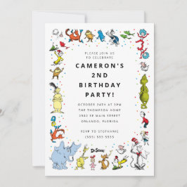 Invitación Confeti de Personajes de Dr. Seuss | Cumpleaños de