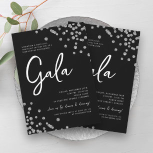 Invitación Confeti de plata de gala corporativa formal negro