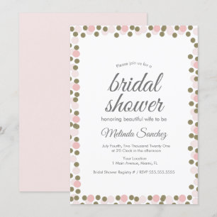 Invitación Confeti de puntos rosados con borde dorado para de