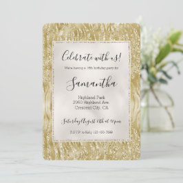 Invitación Confeti de Purpurina Dorada Estampado de Cebra Gla