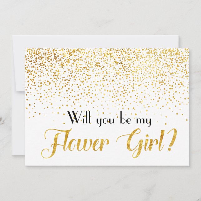 Invitación Confeti del purpurina del oro usted será mi (Anverso)