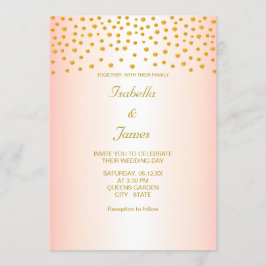 Invitación Confeti dorado chic sobre rosa oro