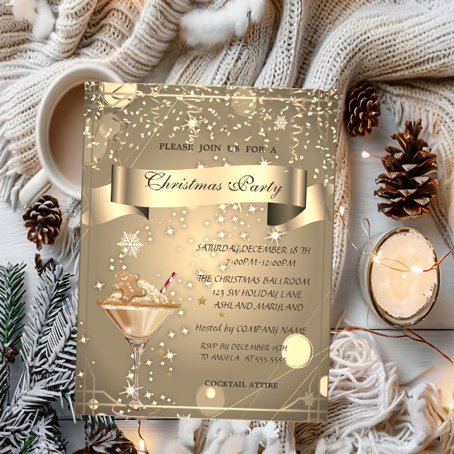 Invitación Confeti dorado,Compañía de bebida de pan de jengib (Subido por el creador)
