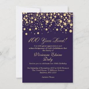 Invitación Confeti dorado en fiesta de cumpleaños 100 mortale
