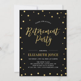 Invitación Confeti Dorado & Negro | Fiesta de Jubilación Mode