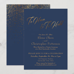 Invitación Confeti Dorado Simple de la Marina Para Tener y Po